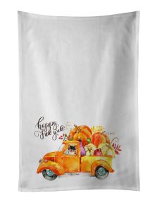 NEW Fall Harvest Long Haired Chihuahua Kitchen Towel Set of 2 White Dish Towels Decorative Bathroom Hand towel for Hand, Face, Hair, Yoga, Tea