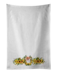 NEW Pomeranian #2 in Sunflowers Kitchen Towel Set of 2 White Dish Towels Decorative Bathroom Hand towel for Hand, Face, Hair, Yoga, Tea, Dishcloth