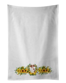 NEW Brittany Spaniel in Sunflowers Kitchen Towel Set of 2 White Dish Towels Decorative Bathroom Hand towel for Hand, Face, Hair, Yoga, Tea, Dishcloth