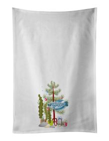 NEW Opaline Gourami Merry Christmas Kitchen Towel Set of 2 White Dish Towels Decorative Bathroom Hand towel for Hand, Face, Hair, Yoga, Tea, Dishcloth